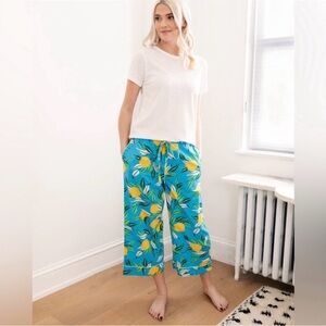 Printfresh Anthropologie Lemon Zest Cropped Pajama Pants Fruit Aesthetic Large